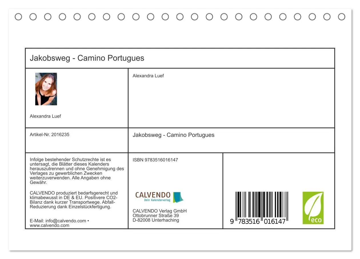 Bild: 9783516016147 | Jakobsweg - Camino Portugues (Tischkalender 2026 DIN A5 quer),...