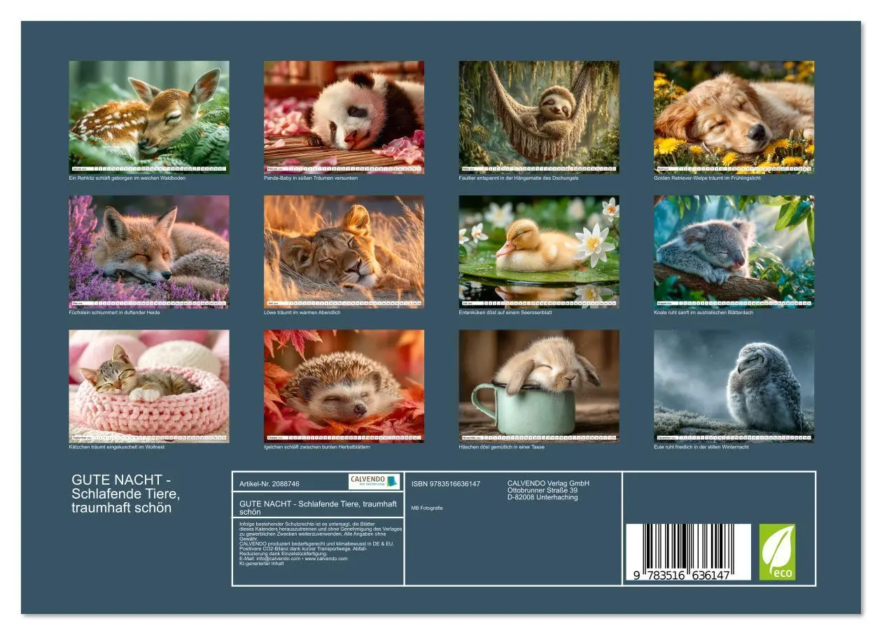 Bild: 9783516636147 | GUTE NACHT - Schlafende Tiere, traumhaft schön (Wandkalender 2026...