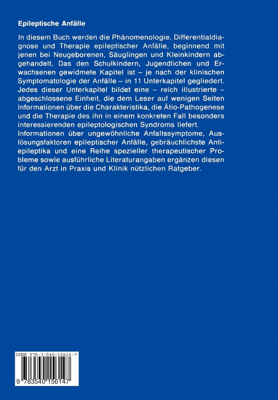 Rückseite: 9783540156147 | Epileptische Anfälle | Kazimierz Karbowski | Taschenbuch | xiv | 1985