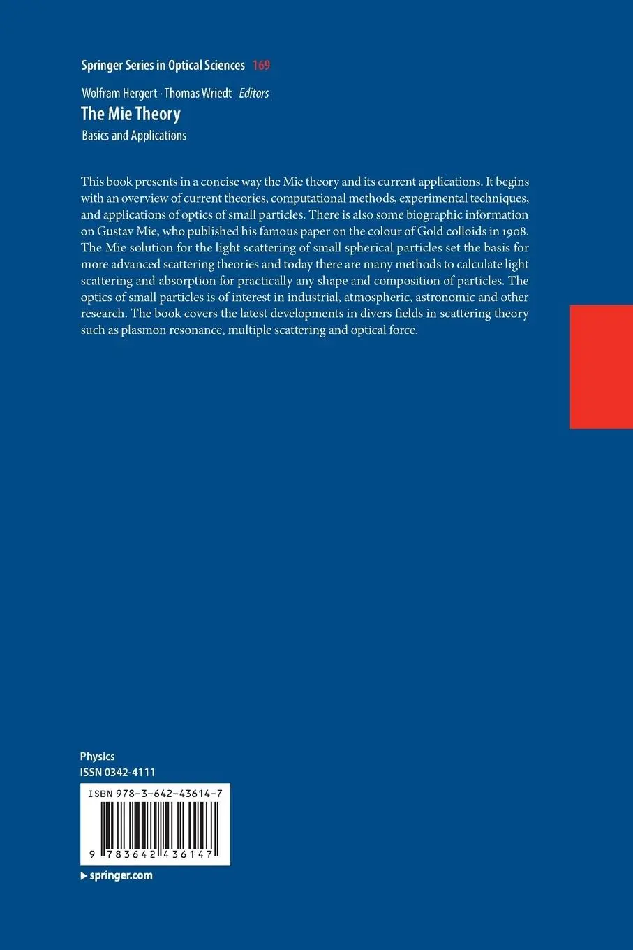 Rückseite: 9783642436147 | The Mie Theory | Basics and Applications | Wolfram Hergert (u. a.)