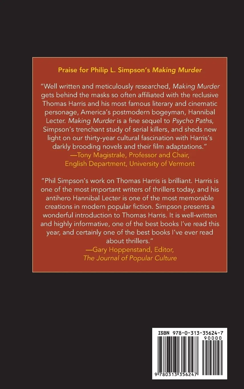 Rückseite: 9780313356247 | Making Murder | The Fiction of Thomas Harris | Philip Simpson | Buch