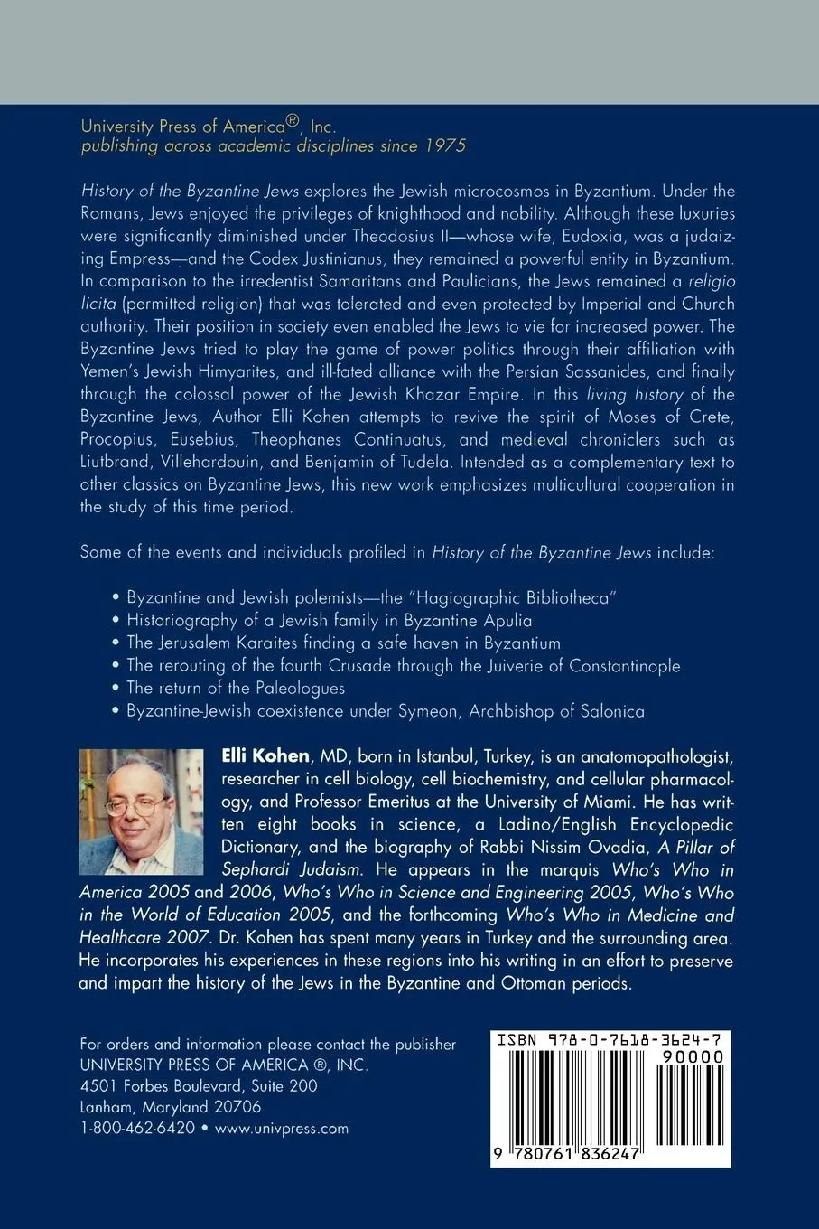 Rückseite: 9780761836247 | History of the Byzantine Jews | Elli Kohen | Taschenbuch | Englisch