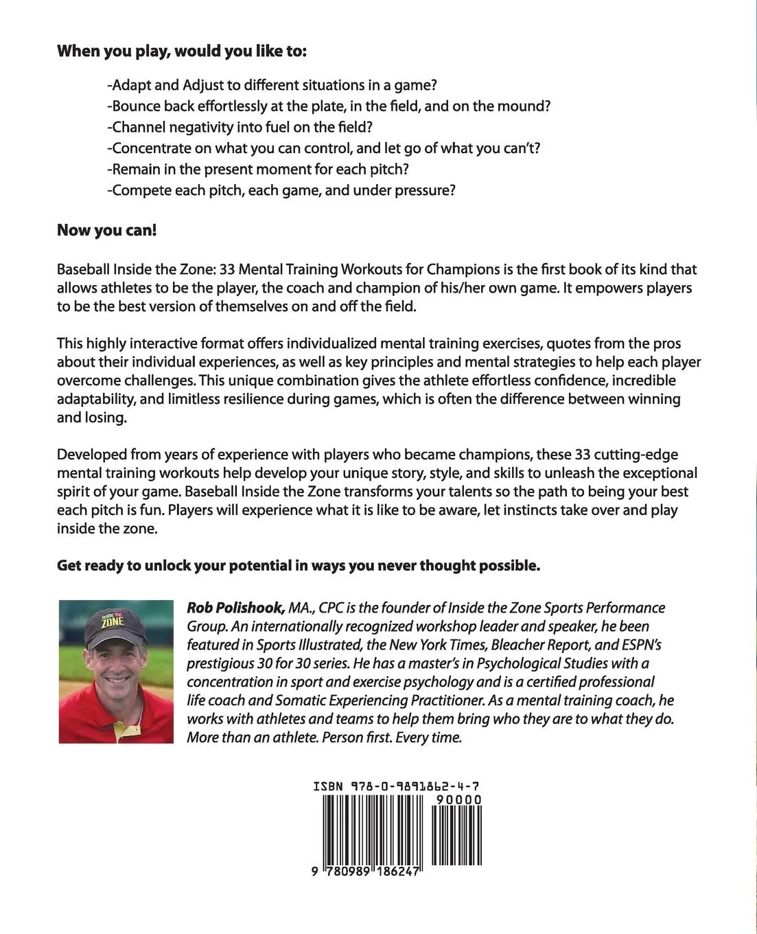 Rückseite: 9780989186247 | Baseball Inside the Zone | 33 Mental Training Workouts for Champions