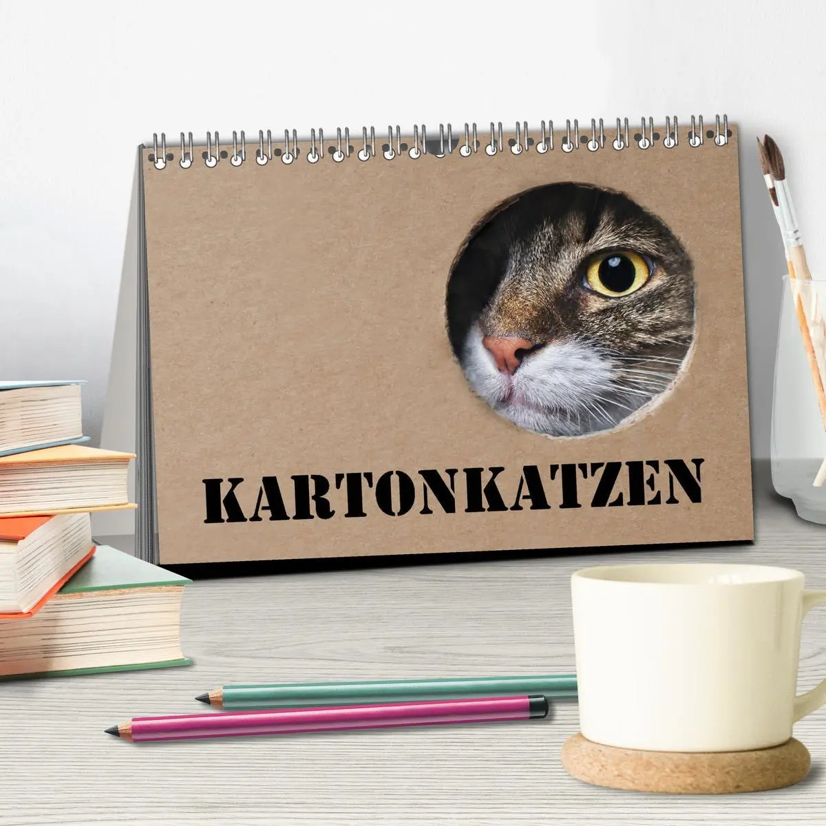 Bild: 9783457776247 | Karton Katzen (Tischkalender 2026 DIN A5 quer), CALVENDO...
