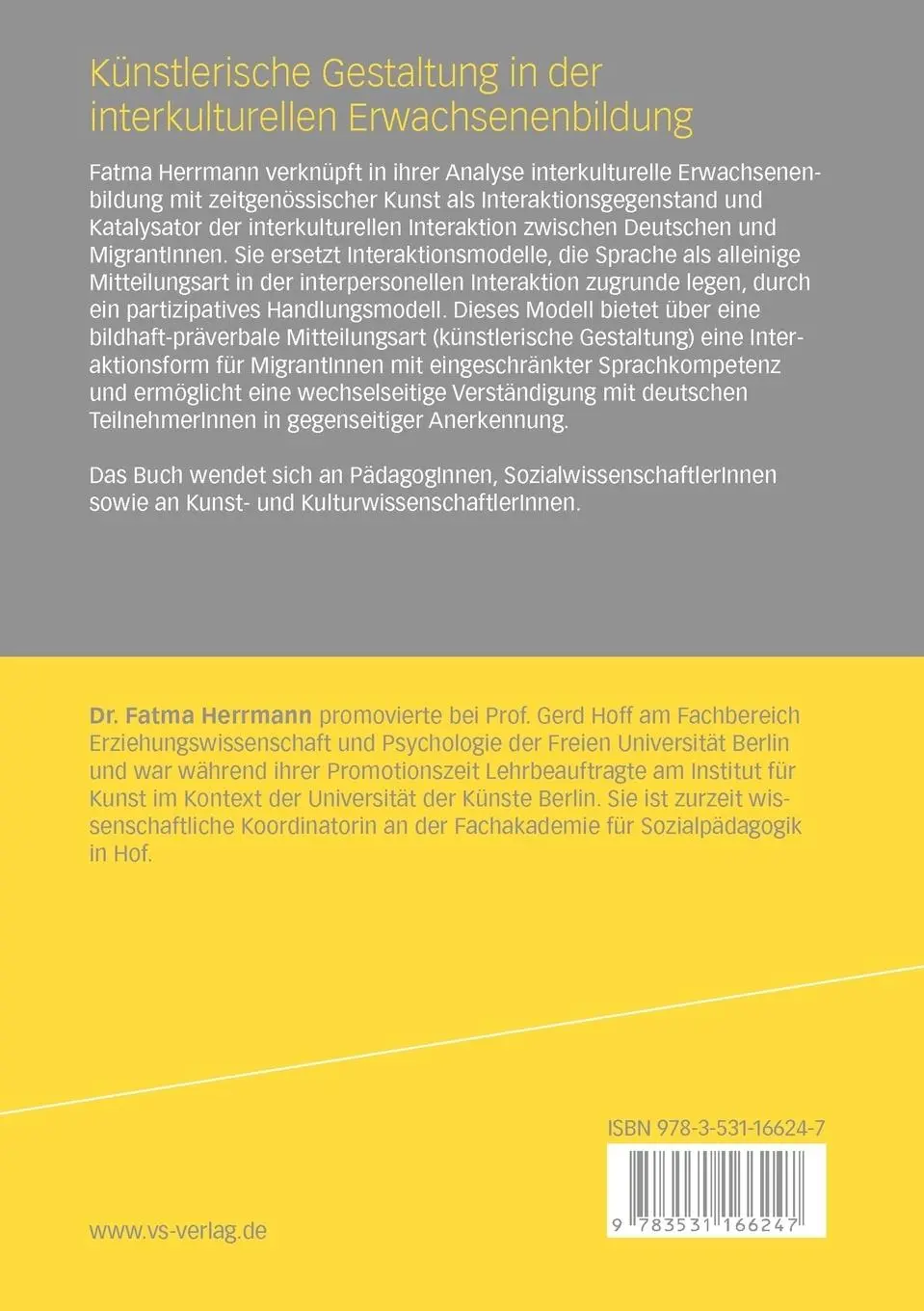 Rückseite: 9783531166247 | Künstlerische Gestaltung in der interkulturellen Erwachsenenbildung