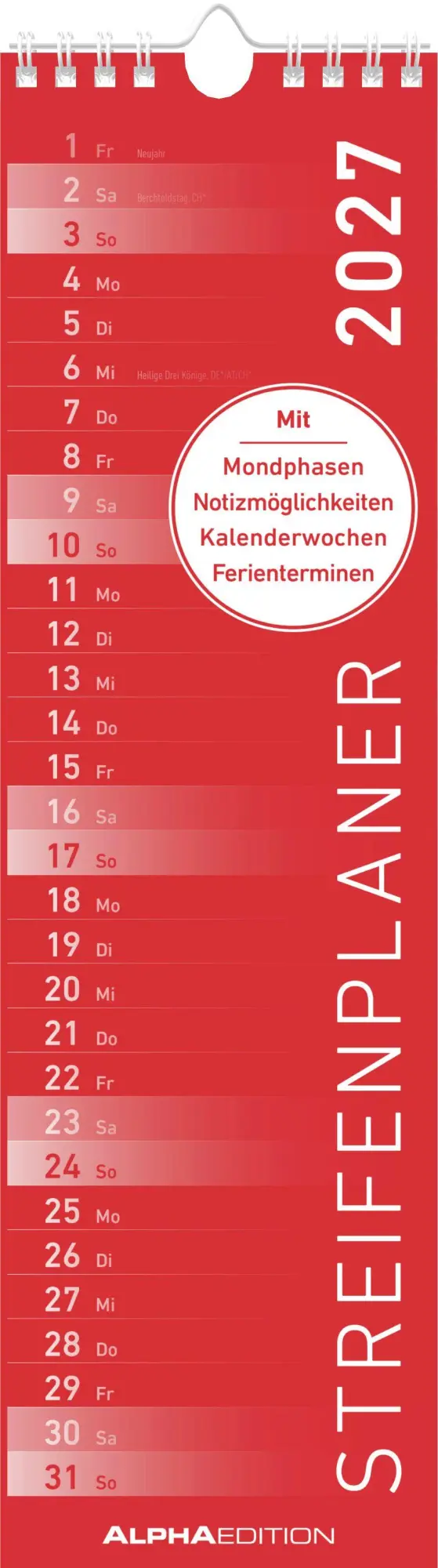 Cover: 4069095016347 | Streifenplaner Mini ROT 2027 | Neumann Verlage GmbH &amp; Co KG | Kalender