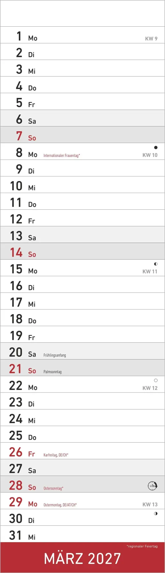 Bild: 4069095016347 | Streifenplaner Mini ROT 2027 | Neumann Verlage GmbH &amp; Co KG | Kalender