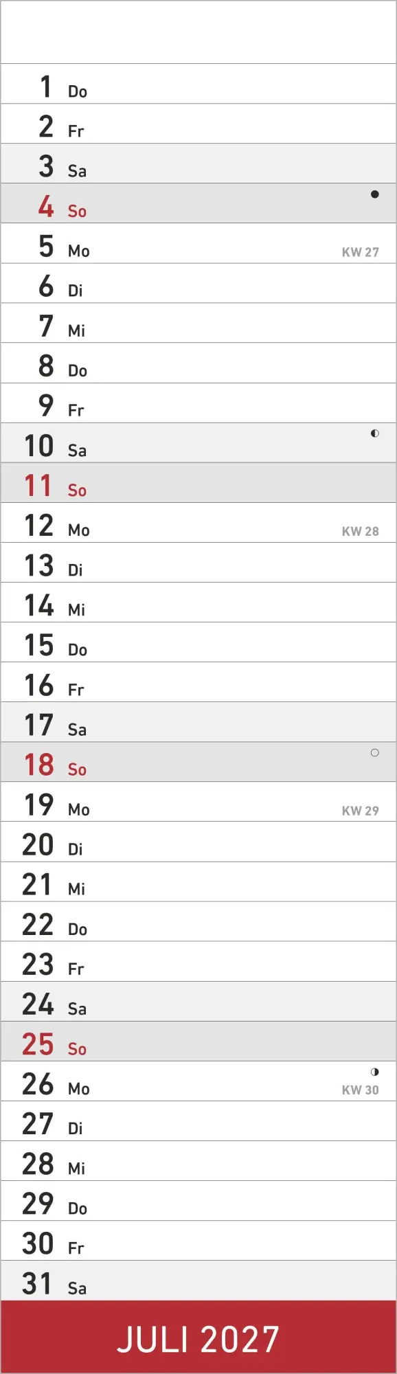 Bild: 4069095016347 | Streifenplaner Mini ROT 2027 | Neumann Verlage GmbH &amp; Co KG | Kalender