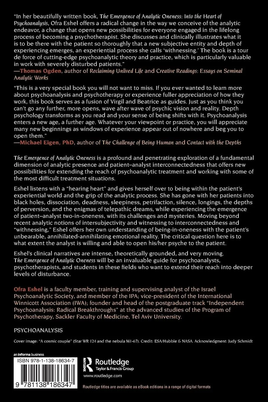 Rückseite: 9781138186347 | The Emergence of Analytic Oneness | Into the Heart of Psychoanalysis