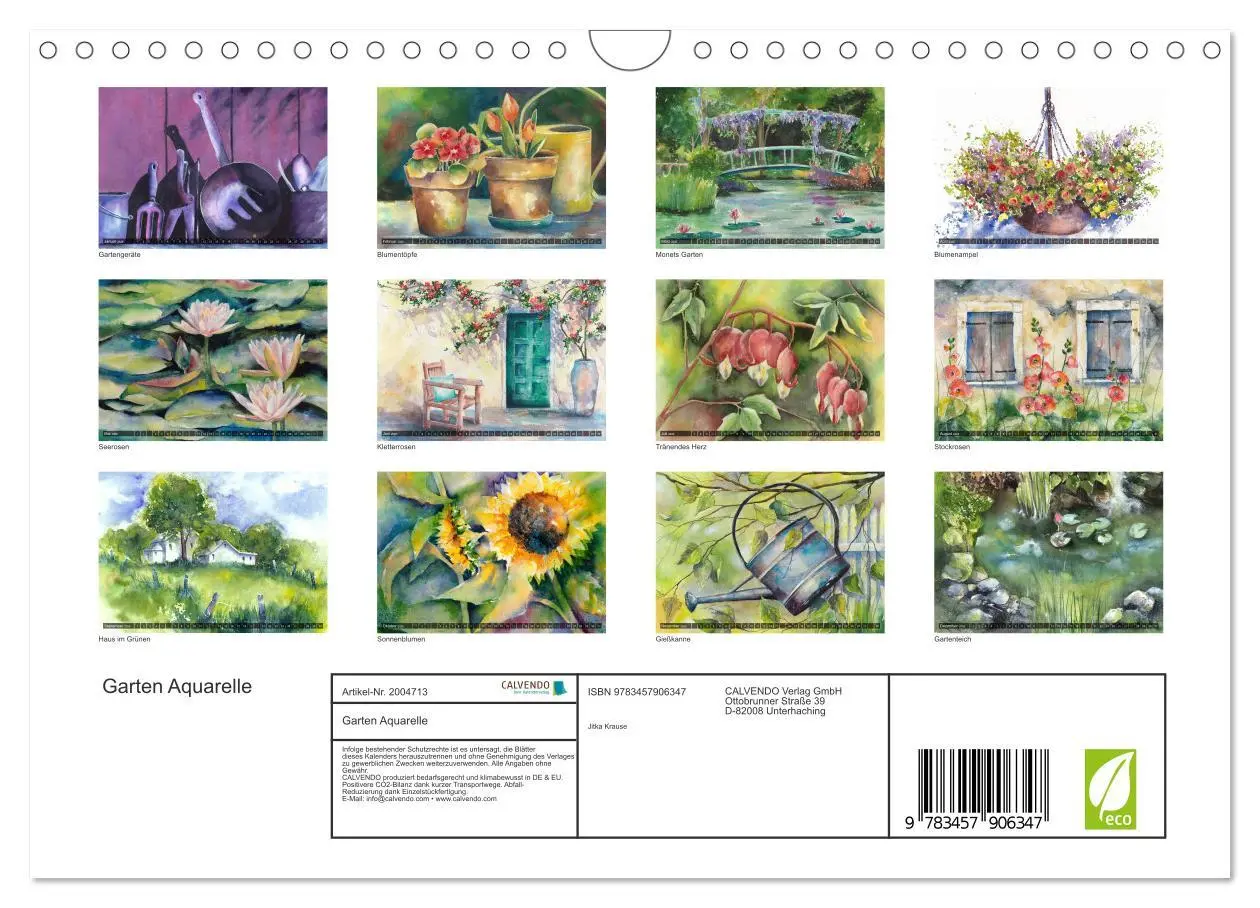 Bild: 9783457906347 | Garten Aquarelle (Wandkalender 2026 DIN A4 quer), CALVENDO...