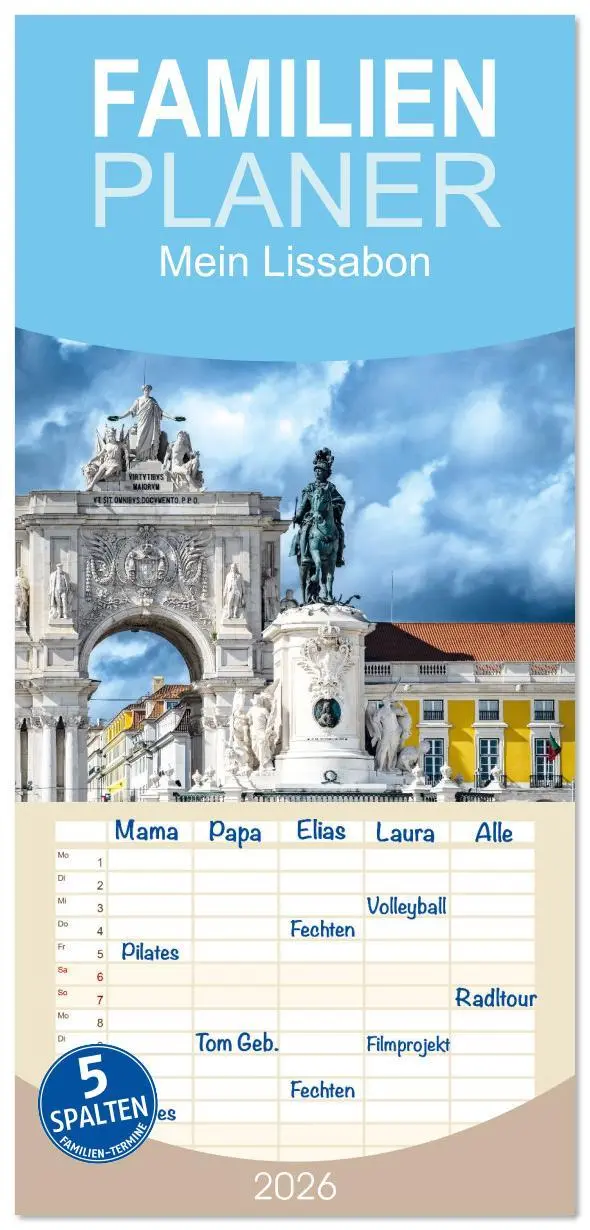 Cover: 9783516616347 | Familienplaner 2026 - Mein Lissabon mit 5 Spalten (Wandkalender, 21...