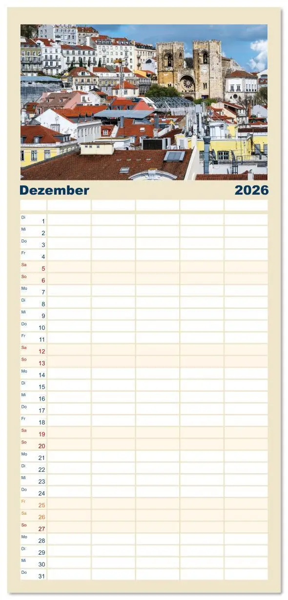 Bild: 9783516616347 | Familienplaner 2026 - Mein Lissabon mit 5 Spalten (Wandkalender, 21...