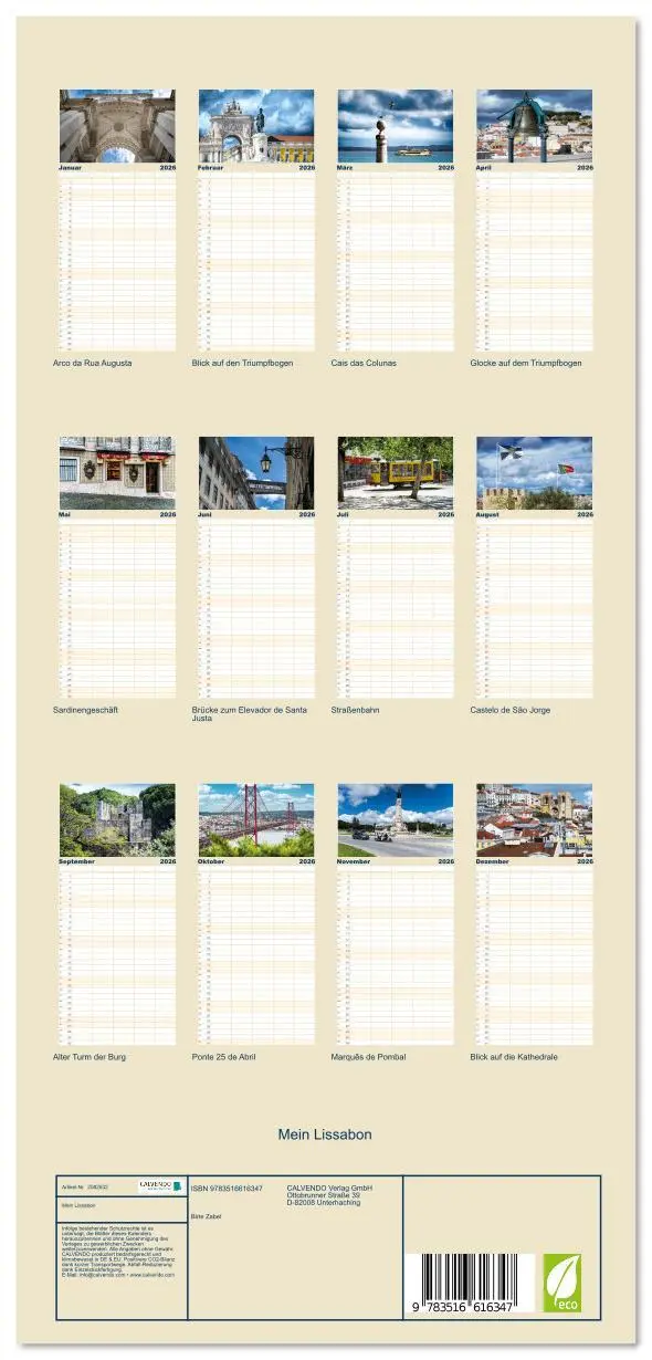 Bild: 9783516616347 | Familienplaner 2026 - Mein Lissabon mit 5 Spalten (Wandkalender, 21...
