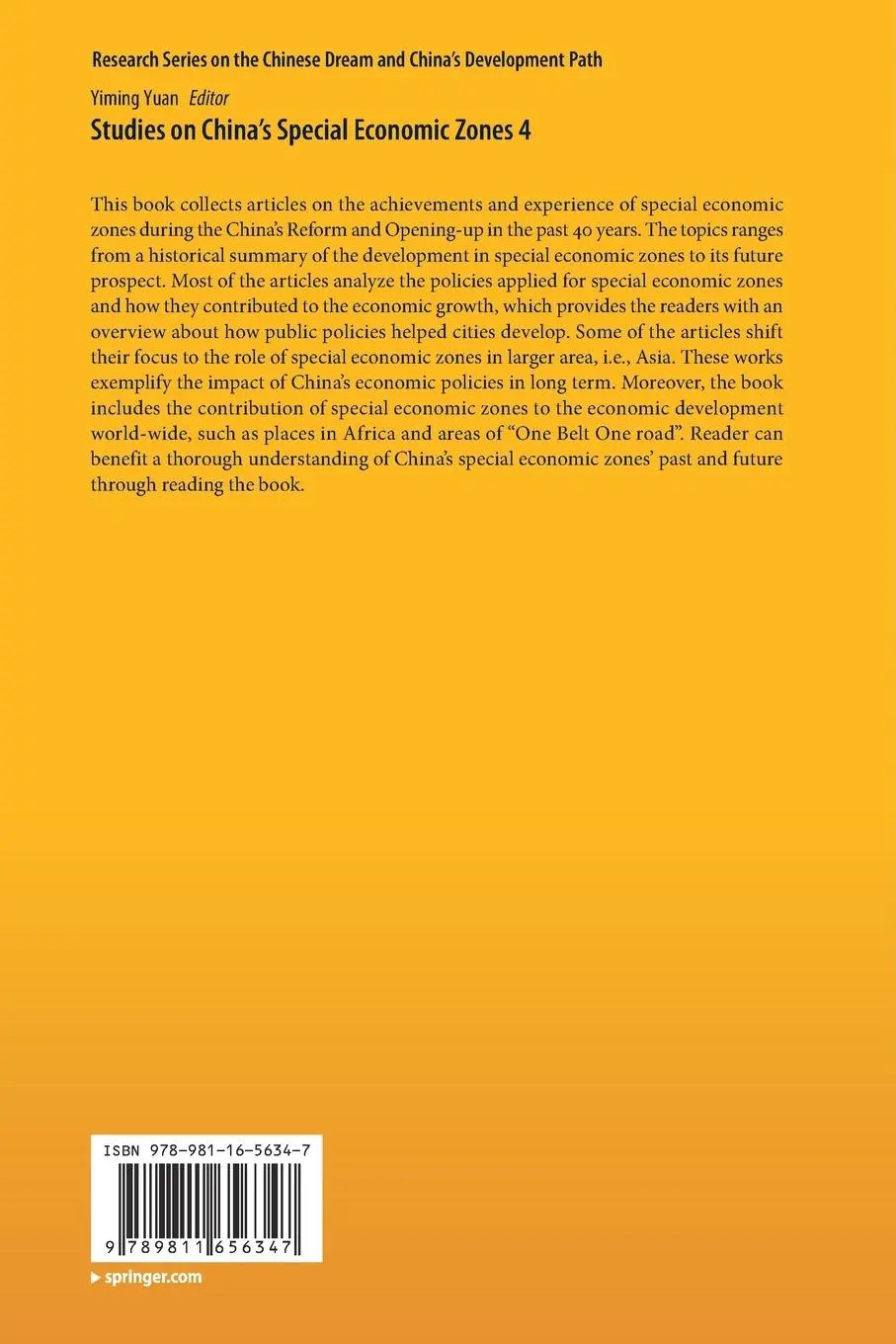 Rückseite: 9789811656347 | Studies on China's Special Economic Zones 4 | Yiming Yuan | Buch | xii