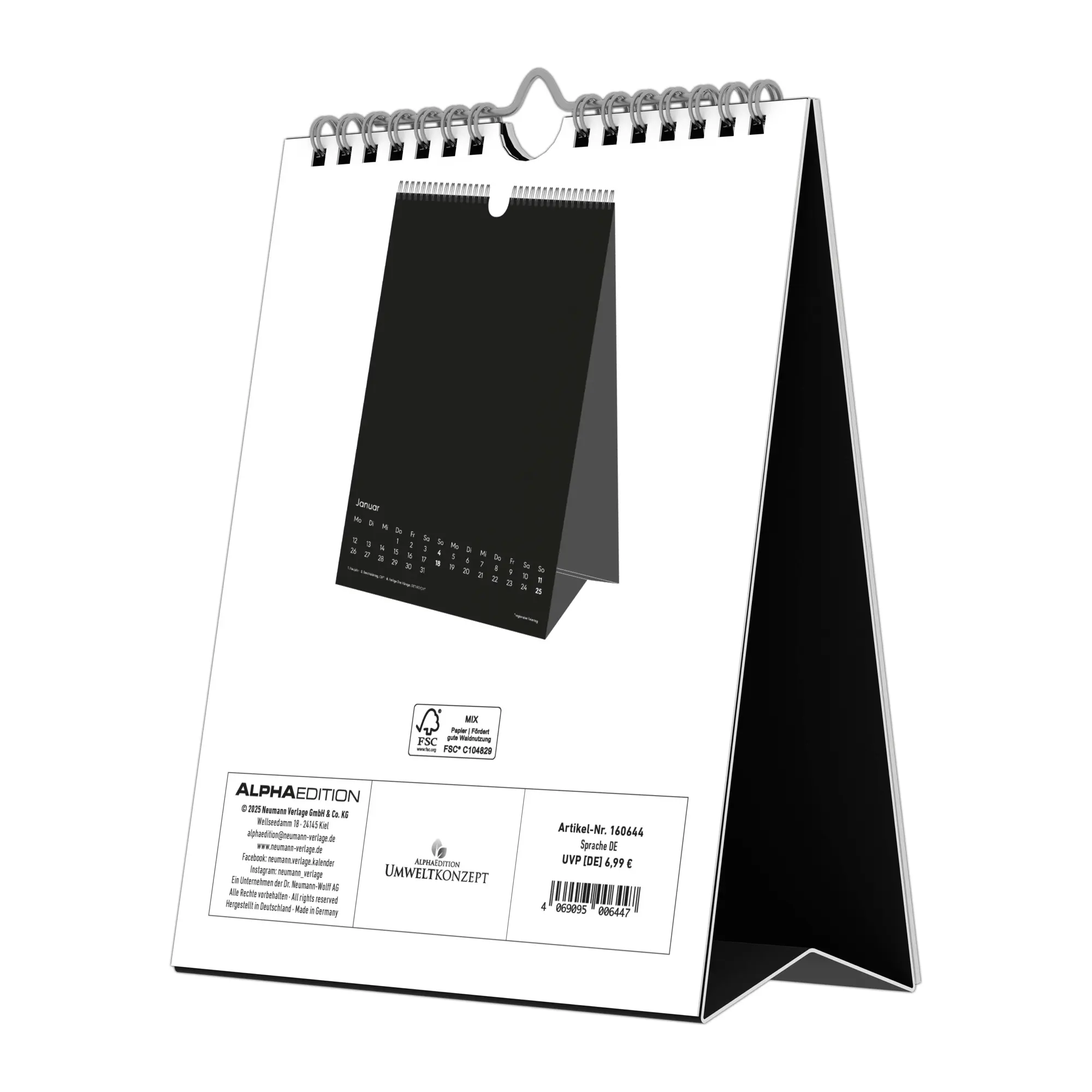 Bild: 4069095006447 | Kreativ-Kalender Tischaufsteller hoch schwarz 2026 - 16 x 20 -...