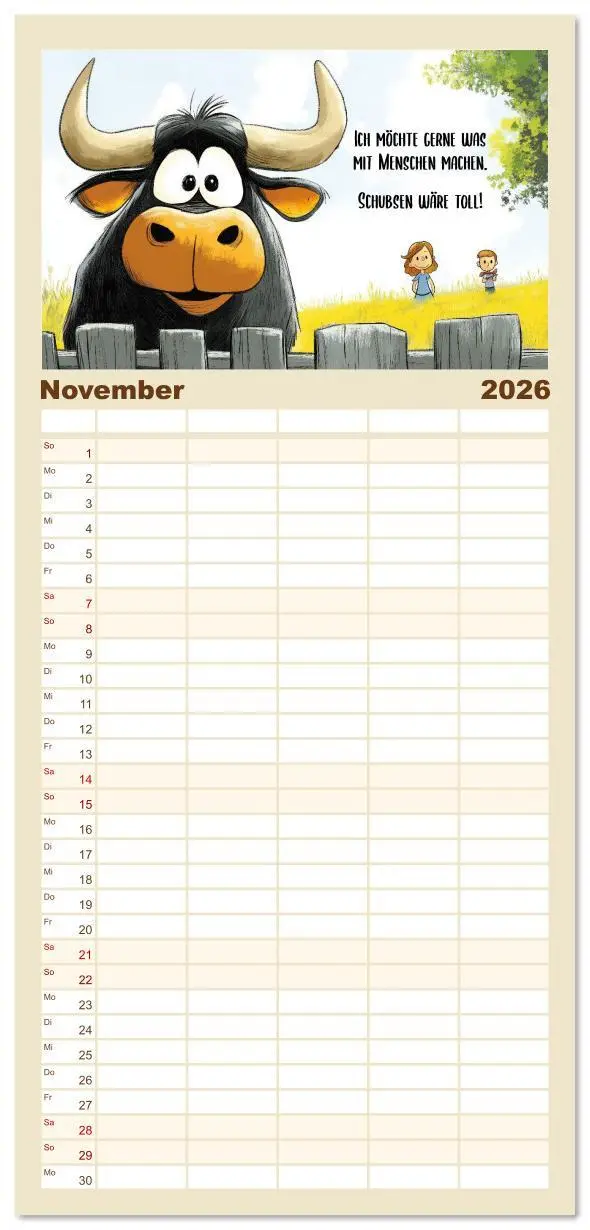 Bild: 9783516606447 | Familienplaner 2026 - Kuhle Sprüche mit 5 Spalten (Wandkalender, 21...