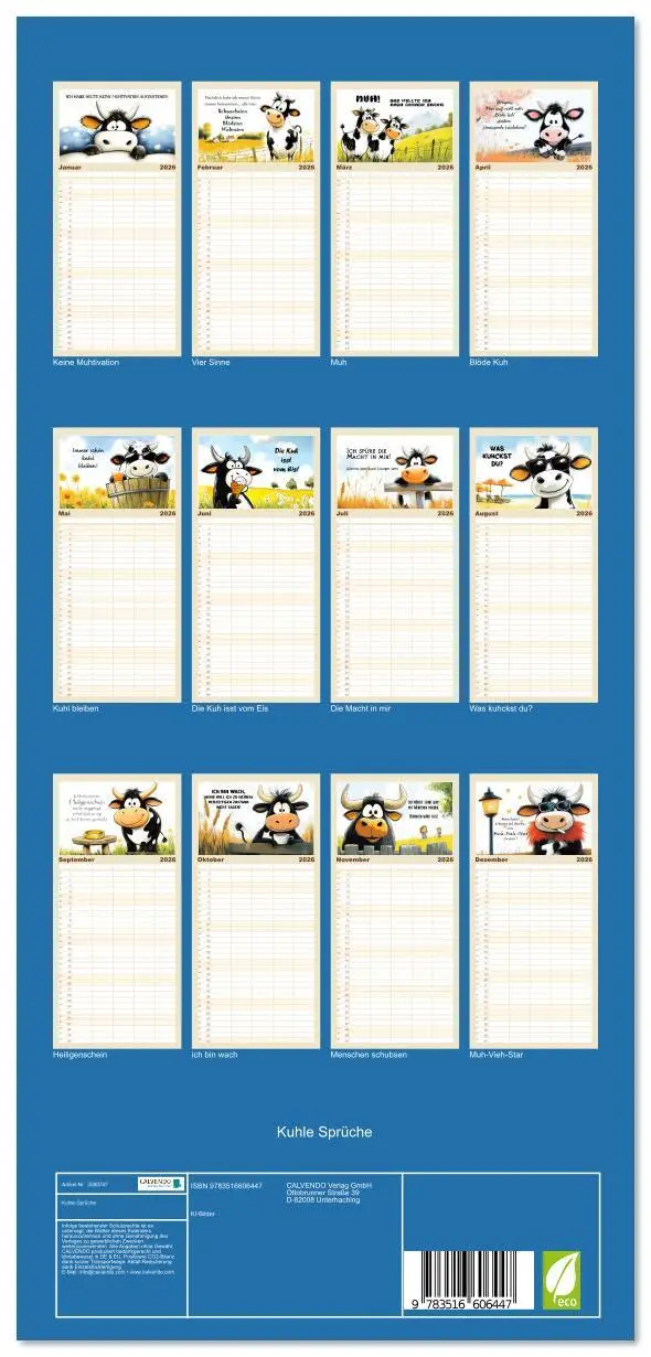 Bild: 9783516606447 | Familienplaner 2026 - Kuhle Sprüche mit 5 Spalten (Wandkalender, 21...