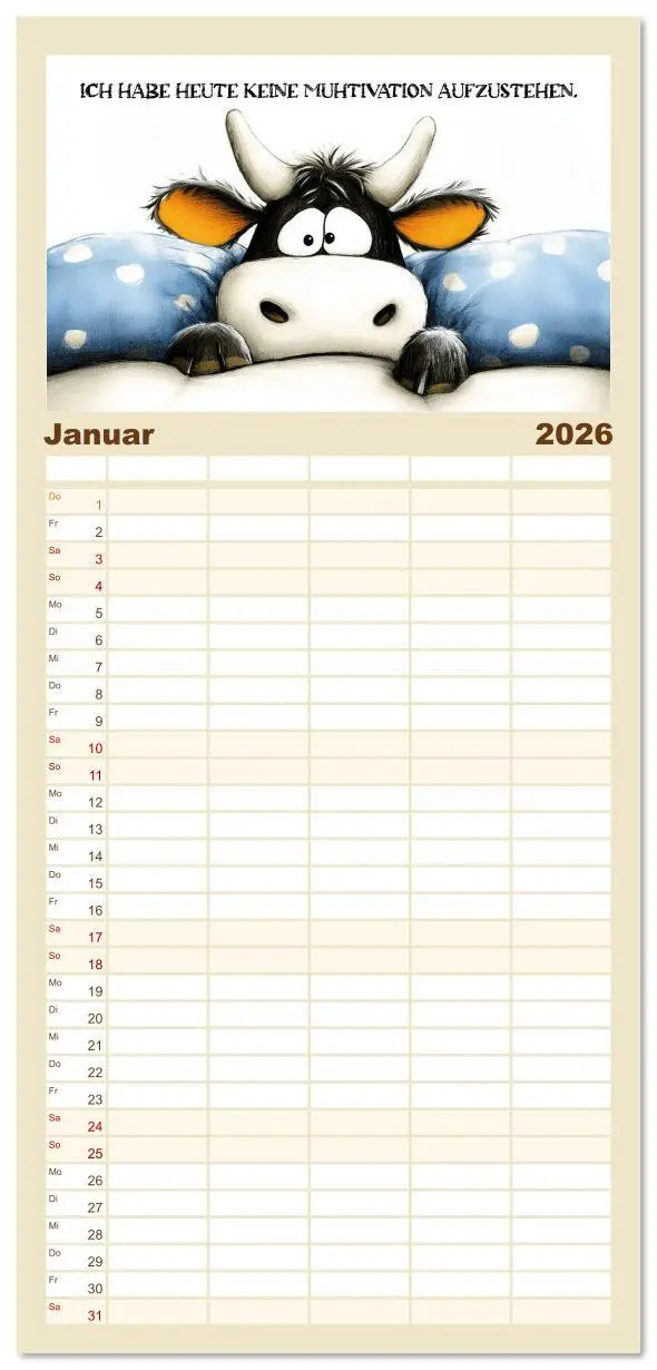 Bild: 9783516606447 | Familienplaner 2026 - Kuhle Sprüche mit 5 Spalten (Wandkalender, 21...