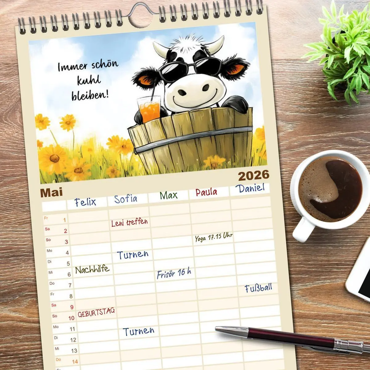 Bild: 9783516606447 | Familienplaner 2026 - Kuhle Sprüche mit 5 Spalten (Wandkalender, 21...