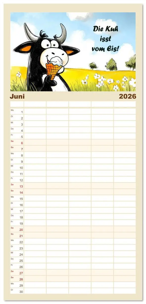 Bild: 9783516606447 | Familienplaner 2026 - Kuhle Sprüche mit 5 Spalten (Wandkalender, 21...