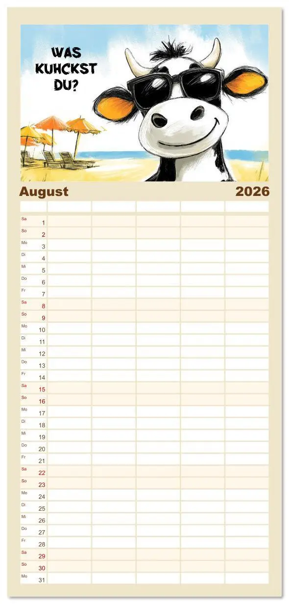 Bild: 9783516606447 | Familienplaner 2026 - Kuhle Sprüche mit 5 Spalten (Wandkalender, 21...
