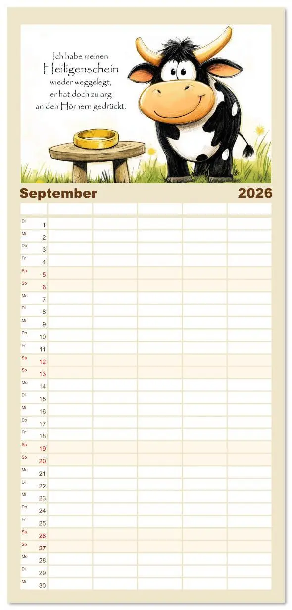 Bild: 9783516606447 | Familienplaner 2026 - Kuhle Sprüche mit 5 Spalten (Wandkalender, 21...