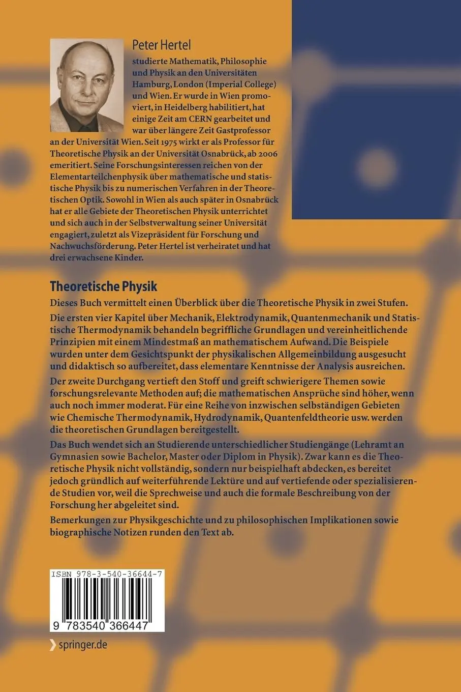 Rückseite: 9783540366447 | Theoretische Physik | Peter Hertel | Taschenbuch | xiii | Deutsch