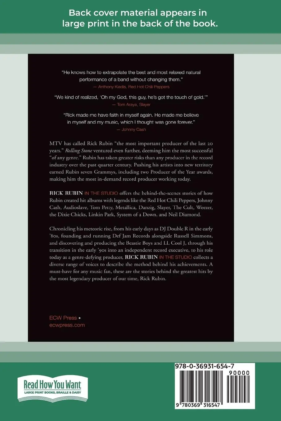 Rückseite: 9780369316547 | Rick Rubin in the Studio (16pt Large Print Edition) | Jake Brown