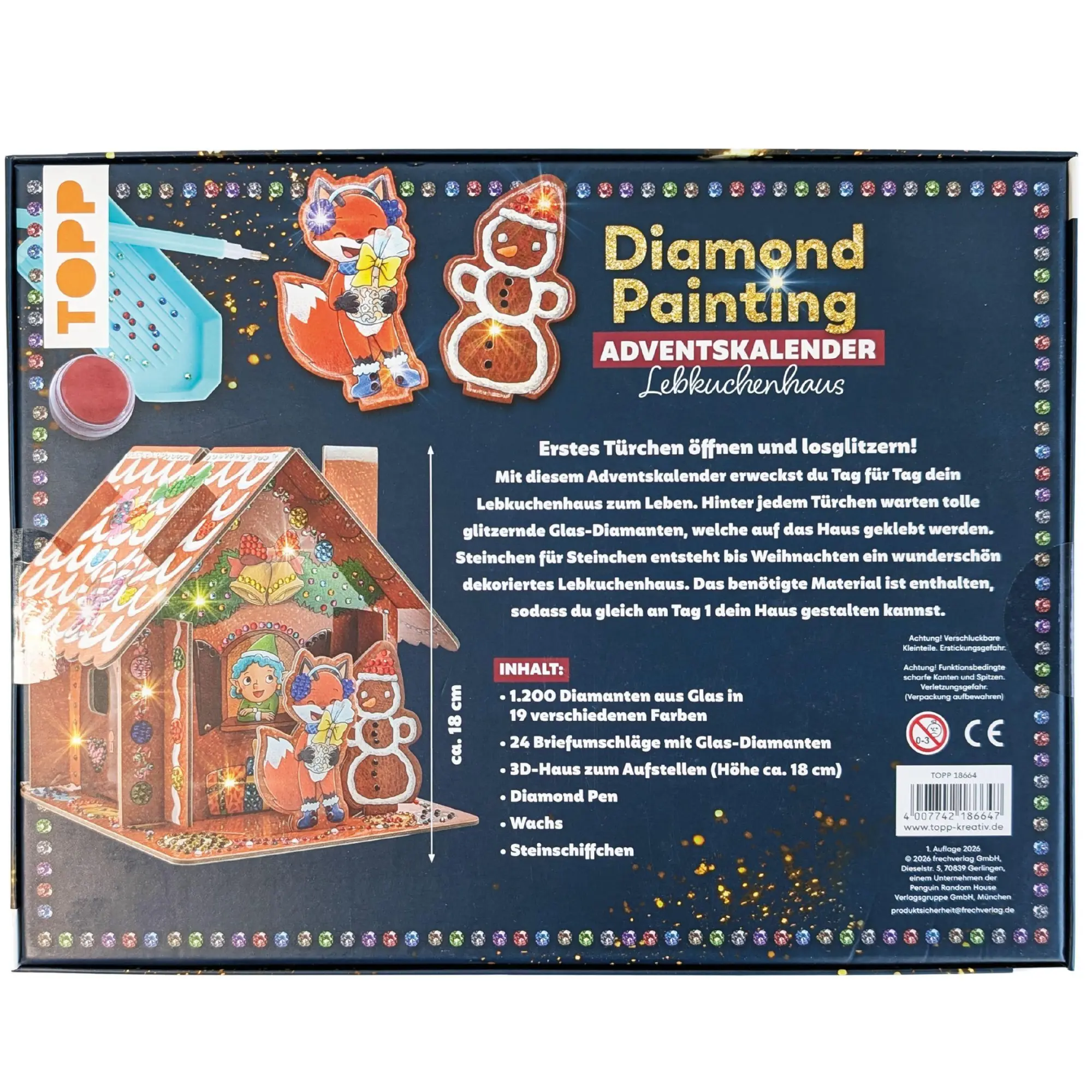 Bild: 4007742186647 | Diamond Painting Adventskalender Lebkuchenhaus. Mit Material und...