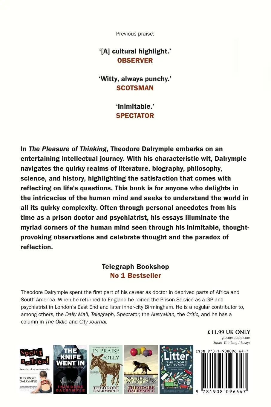 Rückseite: 9781908096647 | The Pleasure of Thinking | Theodore Dalrymple | Taschenbuch | Englisch