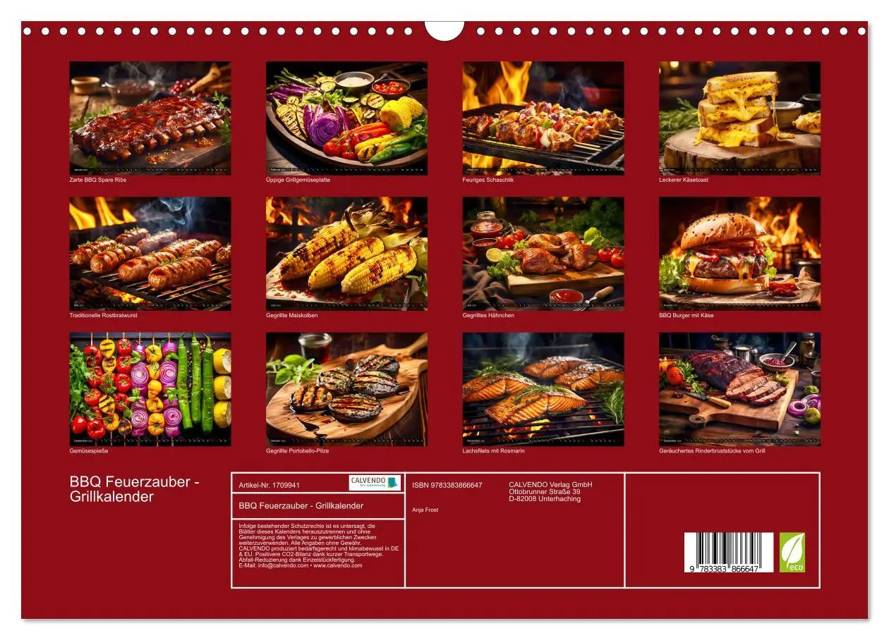 Bild: 9783383866647 | BBQ Feuerzauber - Grillkalender (Wandkalender 2025 DIN A3 quer),...
