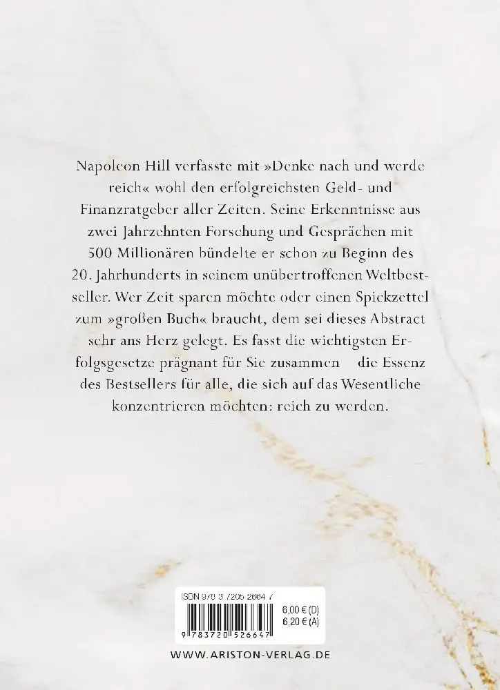 Bild: 9783720526647 | Denke nach und werde reich | 13 Erfolgsgesetze | Napoleon Hill | Buch