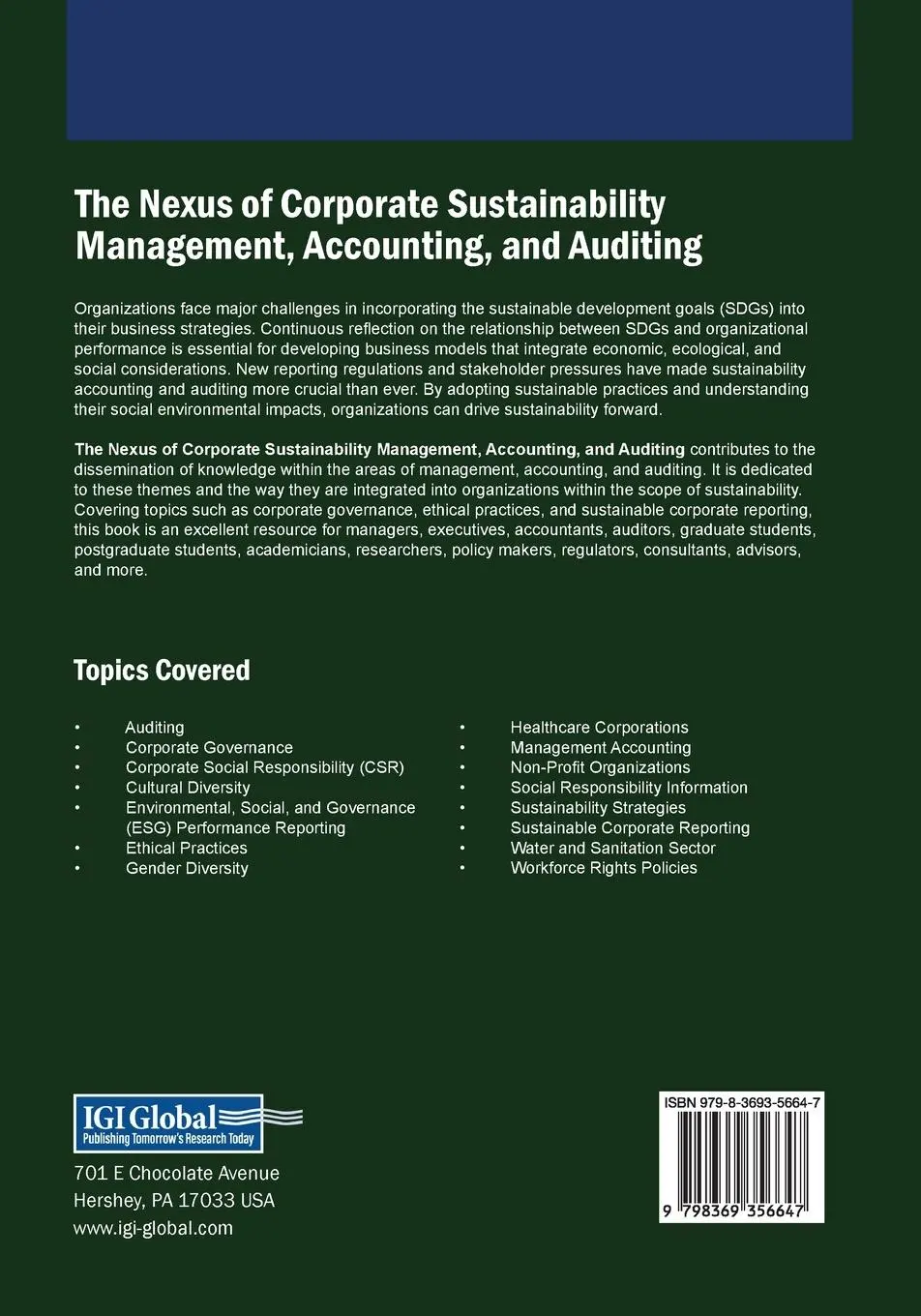 Rückseite: 9798369356647 | The Nexus of Corporate Sustainability Management, Accounting, and...