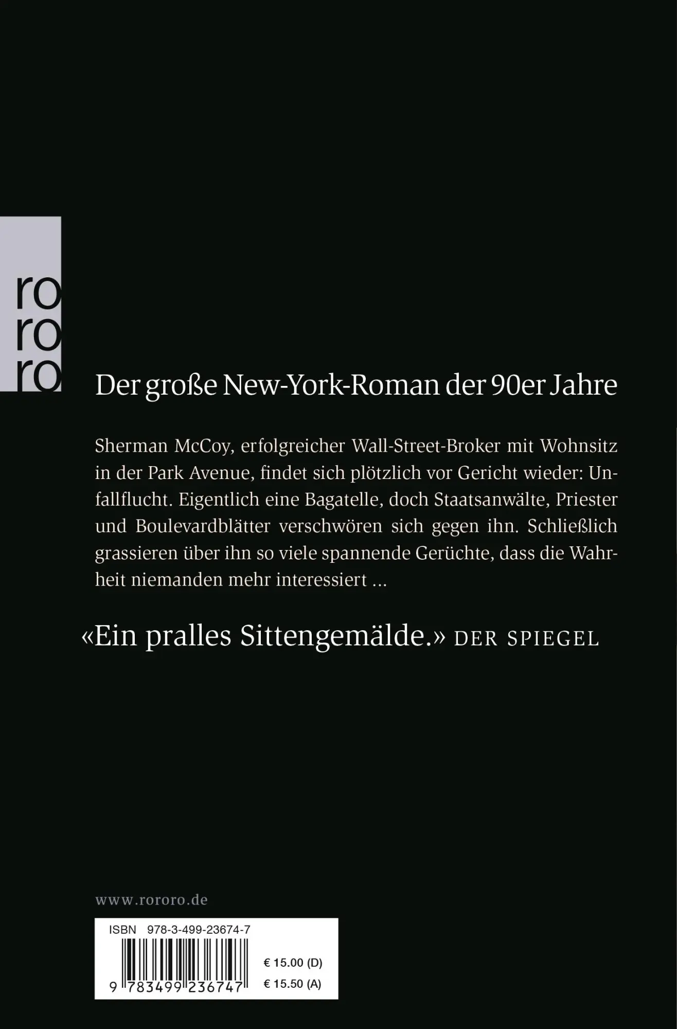 Rückseite: 9783499236747 | Fegefeuer der Eitelkeiten | Tom Wolfe | Taschenbuch | 926 S. | Deutsch