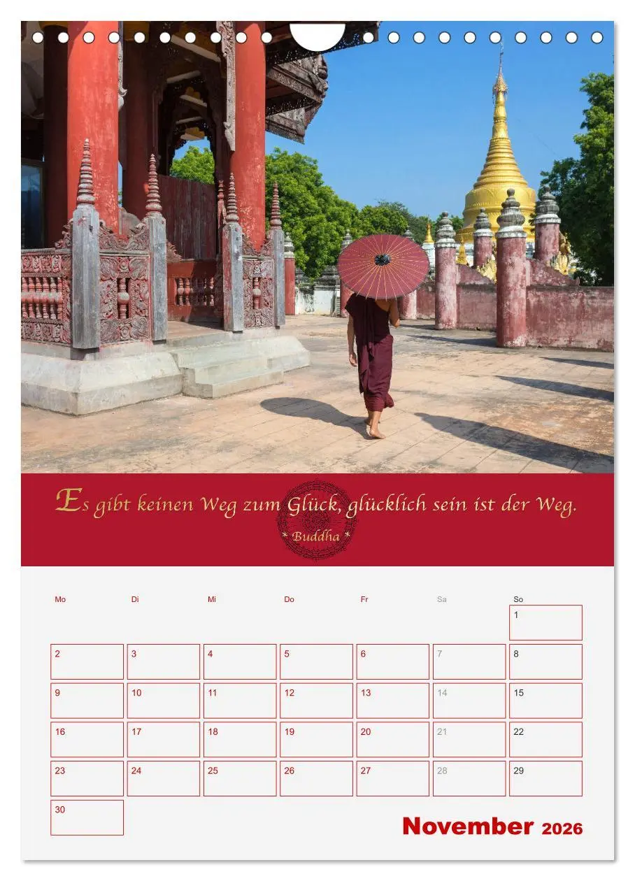 Bild: 9783516366747 | Buddhistische Weisheiten - DER ROTE SCHIRM (Wandkalender 2026 DIN...
