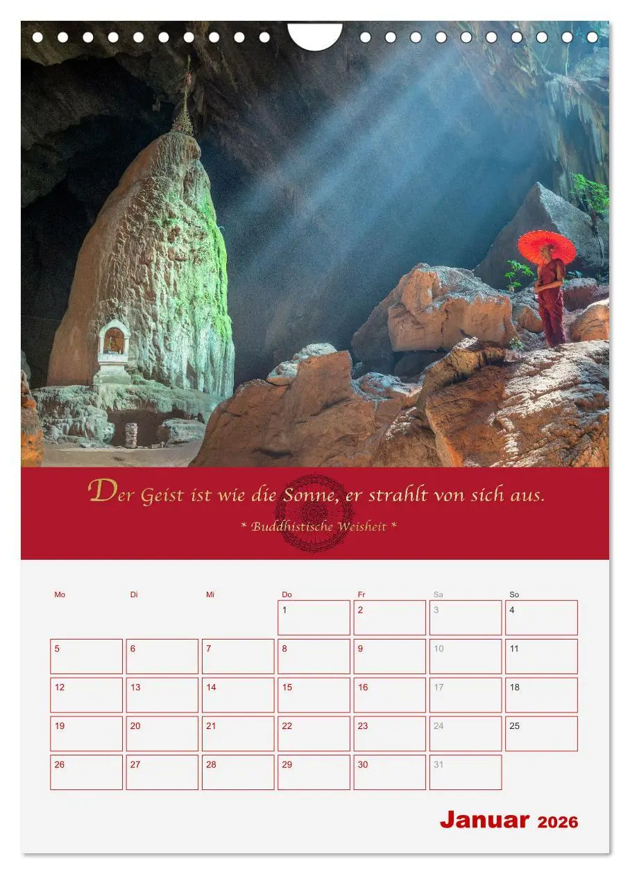 Bild: 9783516366747 | Buddhistische Weisheiten - DER ROTE SCHIRM (Wandkalender 2026 DIN...