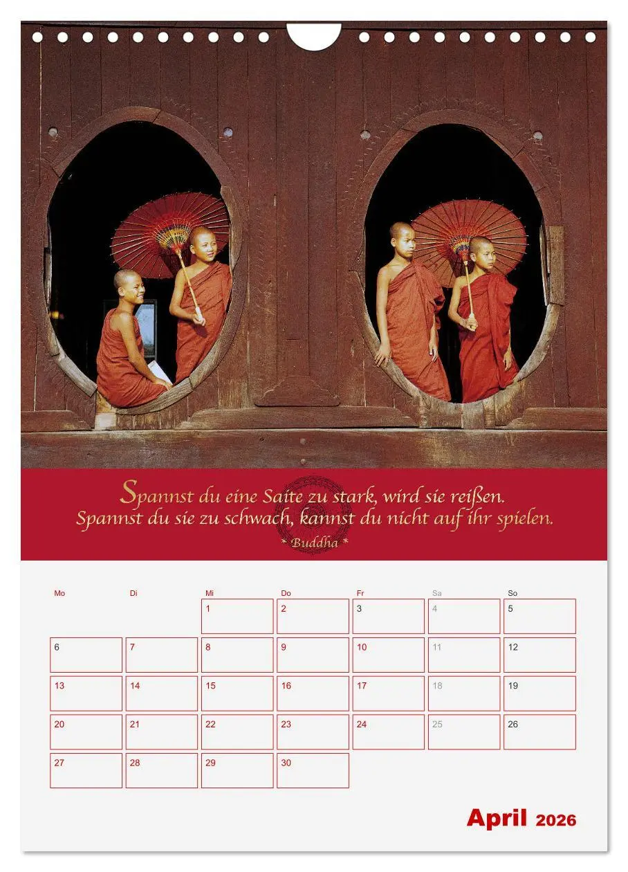 Bild: 9783516366747 | Buddhistische Weisheiten - DER ROTE SCHIRM (Wandkalender 2026 DIN...