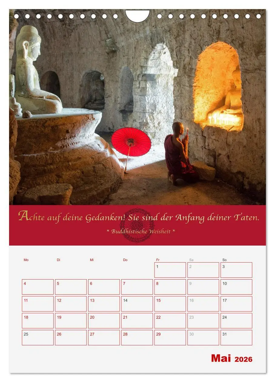 Bild: 9783516366747 | Buddhistische Weisheiten - DER ROTE SCHIRM (Wandkalender 2026 DIN...