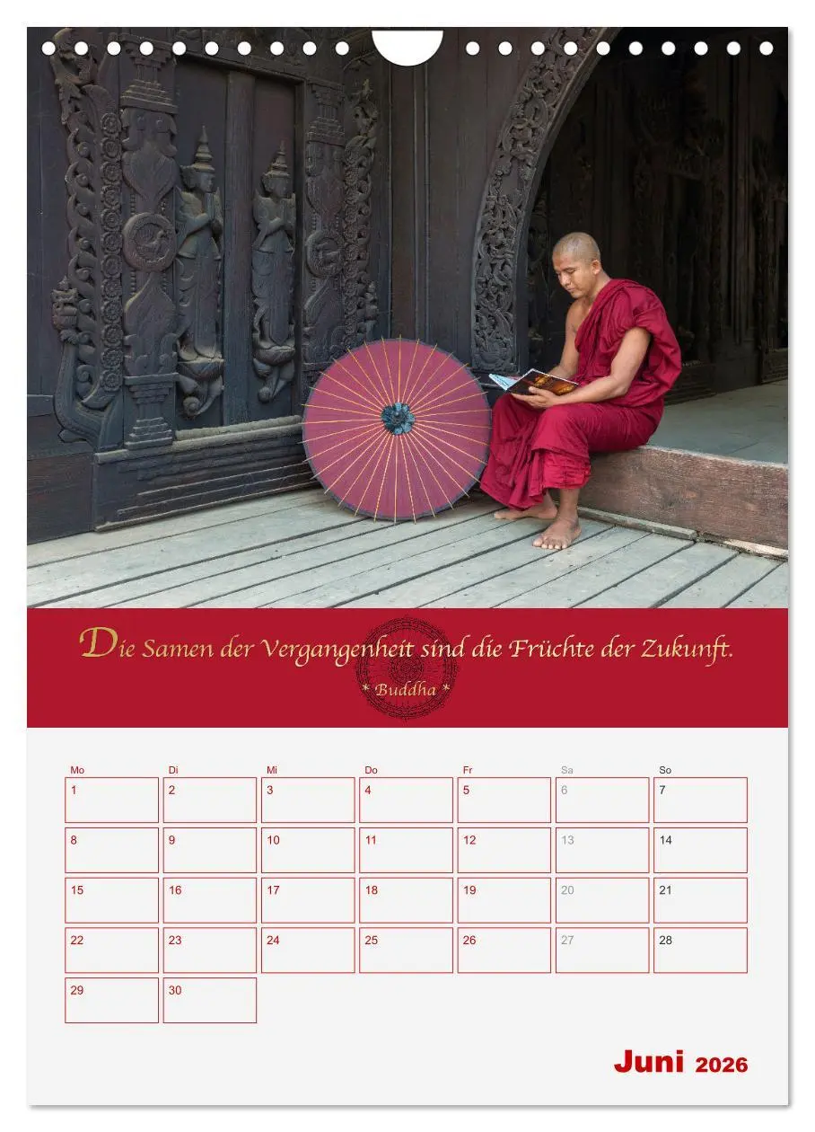 Bild: 9783516366747 | Buddhistische Weisheiten - DER ROTE SCHIRM (Wandkalender 2026 DIN...