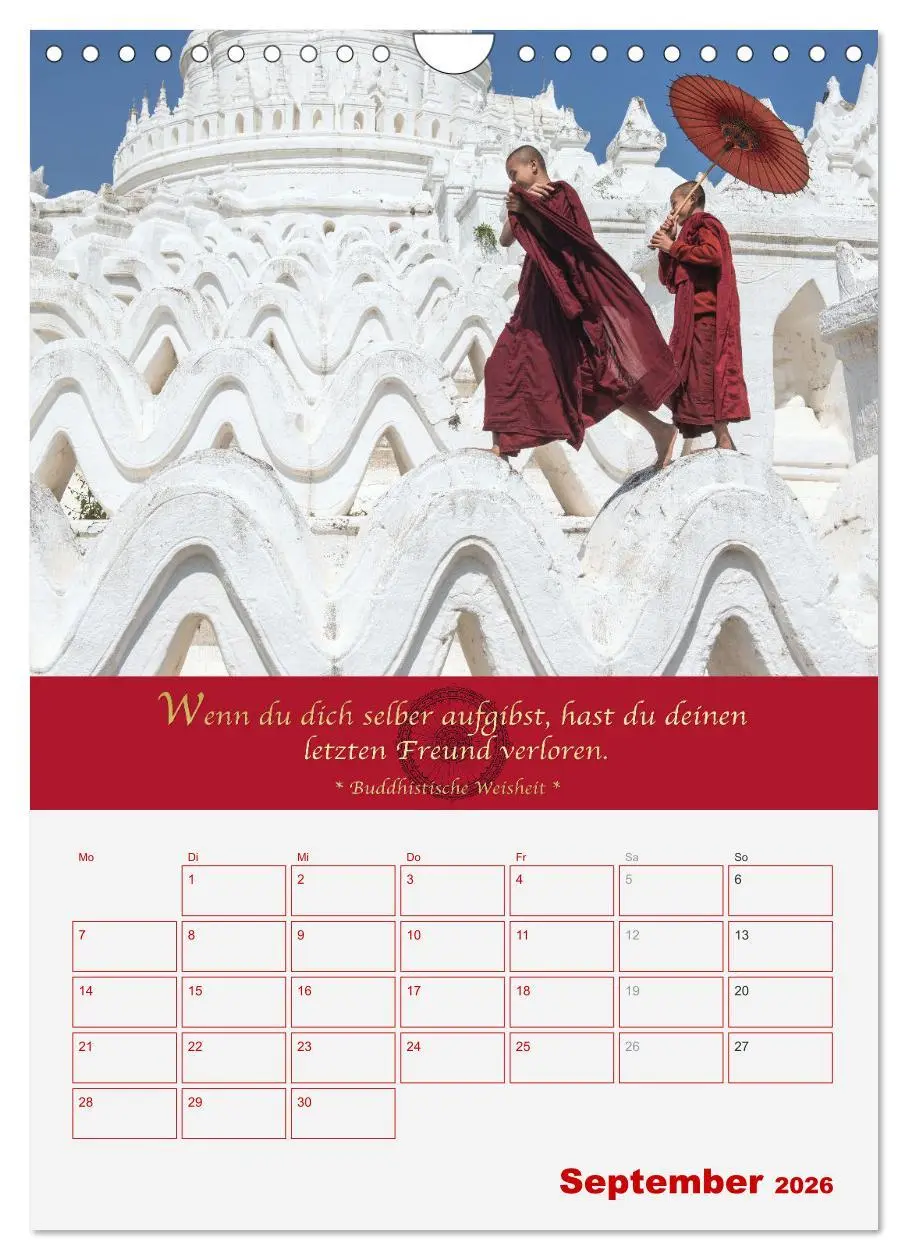 Bild: 9783516366747 | Buddhistische Weisheiten - DER ROTE SCHIRM (Wandkalender 2026 DIN...