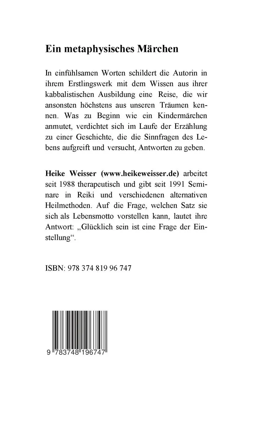 Rückseite: 9783748196747 | Der kleine Engel oder Die Reise in eine andere Dimension | Weisser