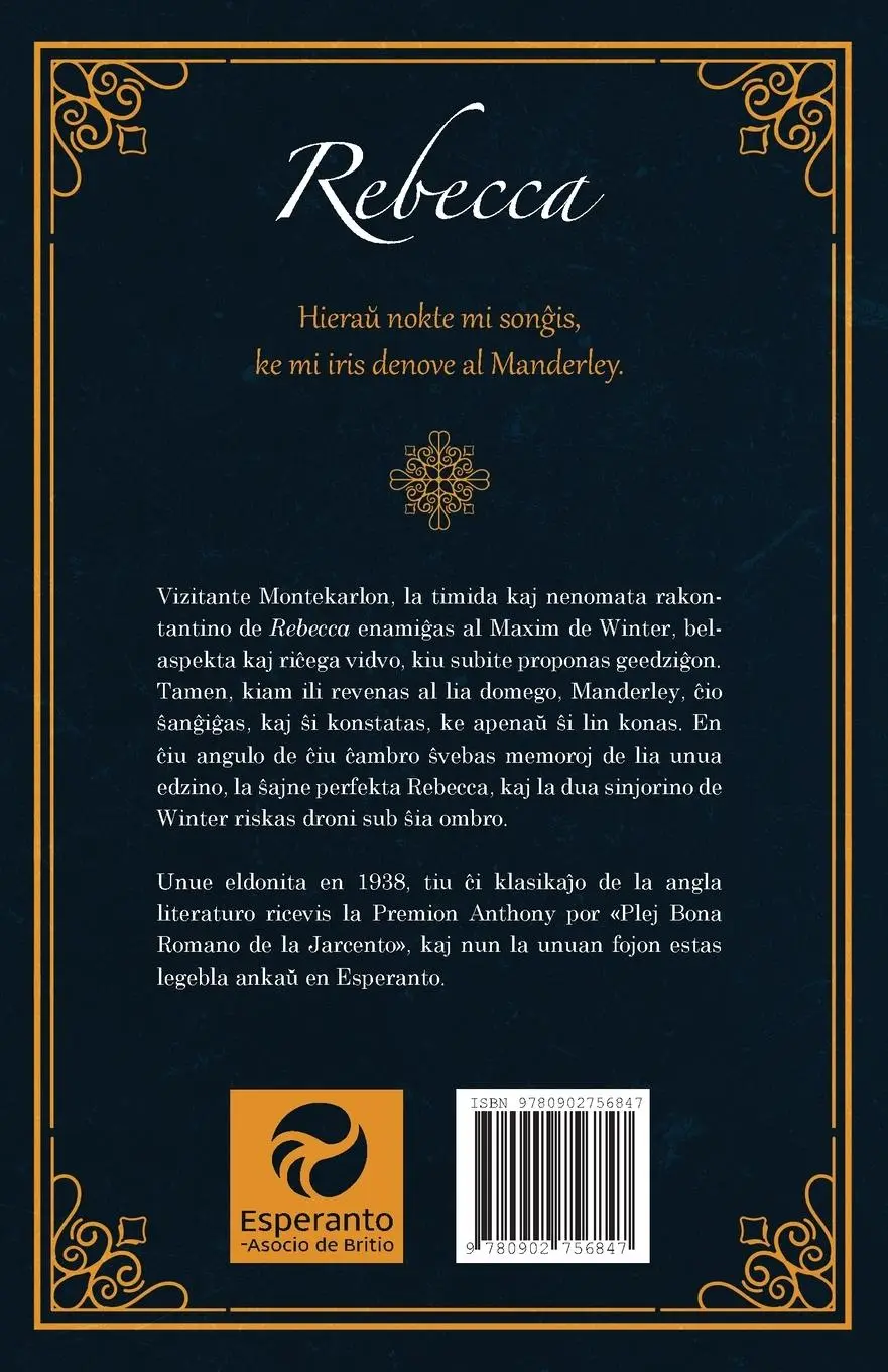 Rückseite: 9780902756847 | Rebecca | Daphne du Maurier | Taschenbuch | Esperanto | 2025