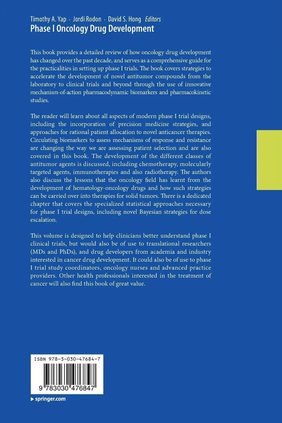 Rückseite: 9783030476847 | Phase I Oncology Drug Development | Timothy A. Yap (u. a.) | Buch | x