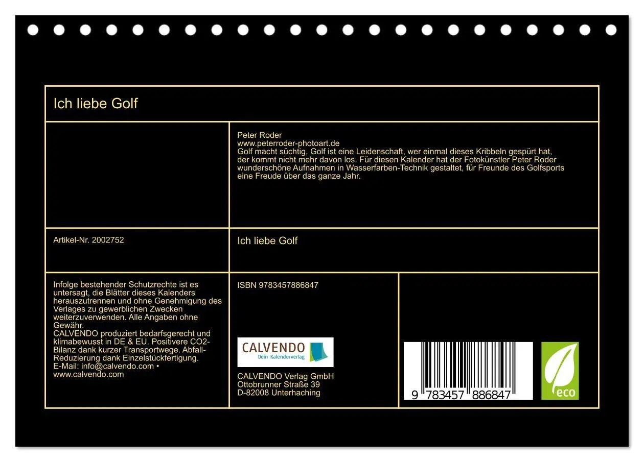 Bild: 9783457886847 | Ich liebe Golf (Tischkalender 2026 DIN A5 quer), CALVENDO...