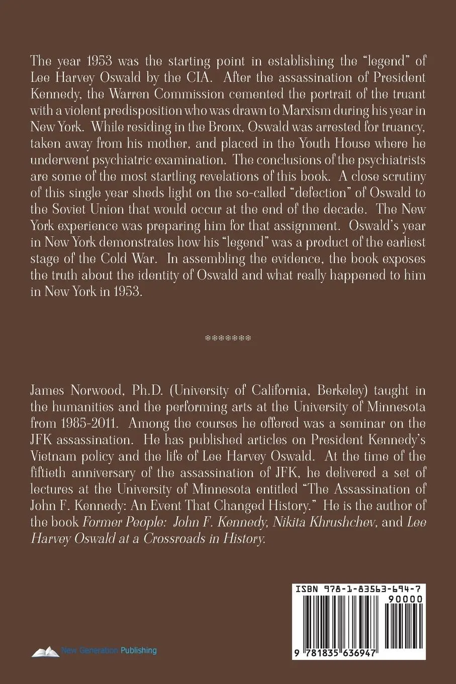 Rückseite: 9781835636947 | The Truant | Young Lee Harvey Oswald in New York | James Norwood