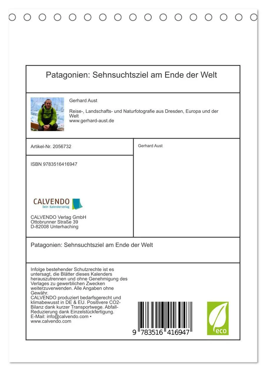 Bild: 9783516416947 | Patagonien: Sehnsuchtsziel am Ende der Welt (Tischkalender 2026 DIN...
