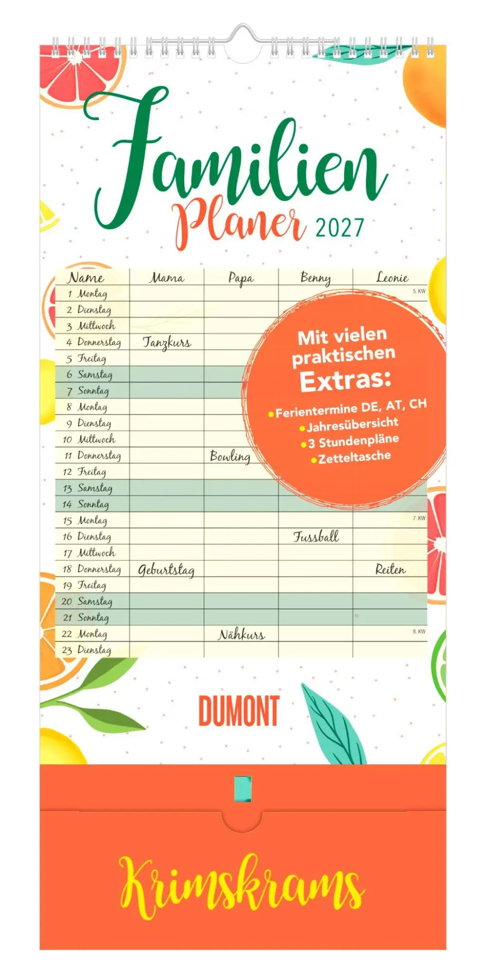 Cover: 4069095017047 | Familienplaner Krimskrams mit Tasche - 4 Spalten 2027 | KG | Kalender