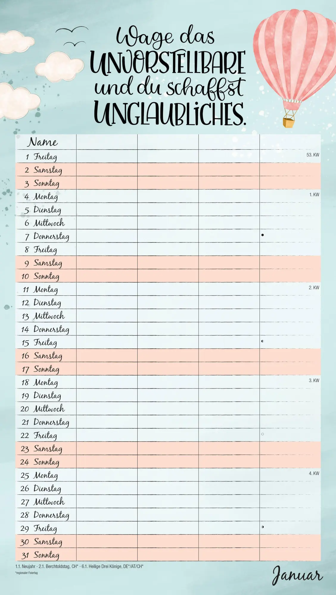 Bild: 4069095017047 | Familienplaner Krimskrams mit Tasche - 4 Spalten 2027 | KG | Kalender
