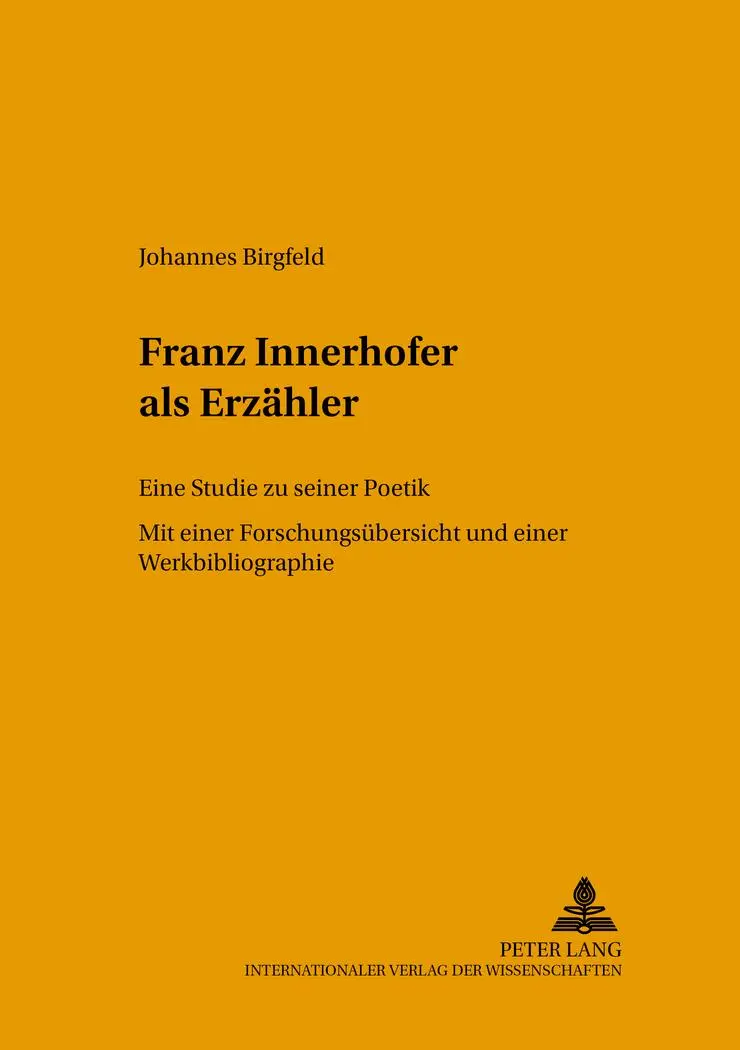 Cover: 9783631387047 | Franz Innerhofer als Erzähler | Eine Studie zu seiner Poetik | Buch