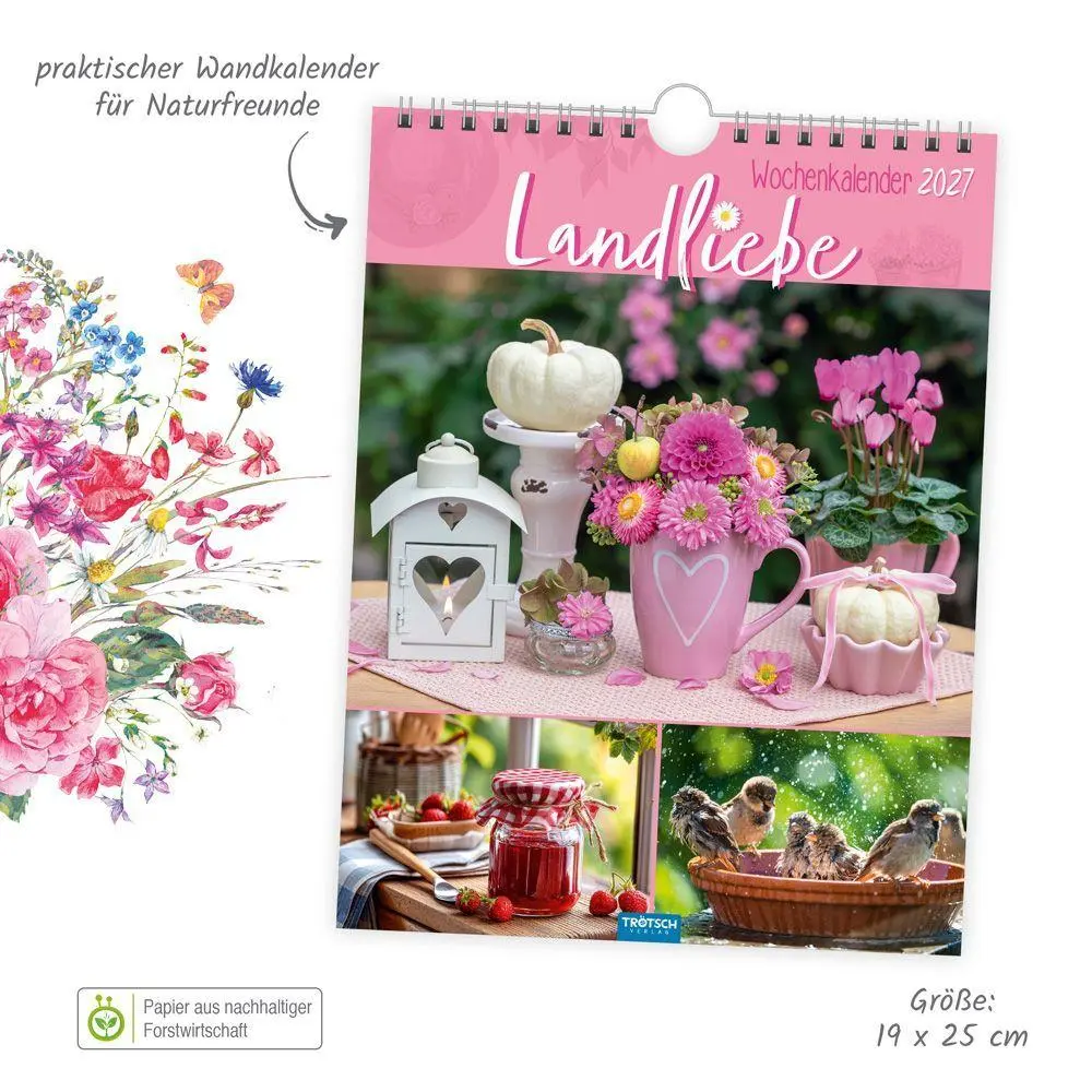 Bild: 9783988027047 | TRÖTSCH - Wochenkalender zum Hängen Landliebe 2027 | Wandkalender | KG
